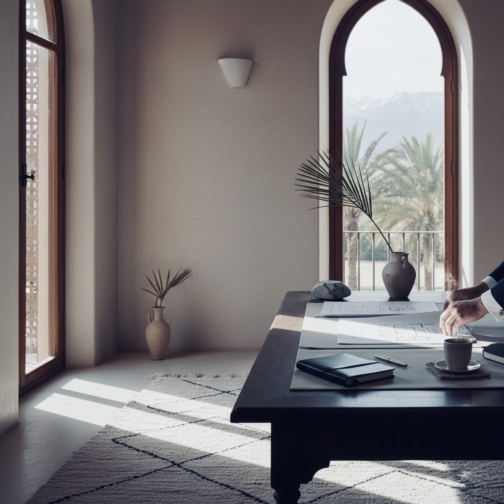 A bright, sunny room with a desk and arched windows - Vox Concierge